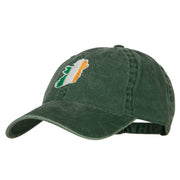 Ireland Flag Map Embroidered Washed Cotton Twill Cap