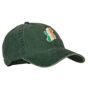 Ireland Flag Map Embroidered Washed Cotton Twill Cap