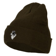 Border Collie Head Embroidered Long Knitted Beanie