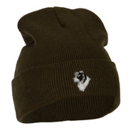 Border Collie Head Embroidered Long Knitted Beanie