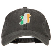 Ireland Flag Map Embroidered Washed Cotton Twill Cap