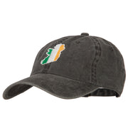 Ireland Flag Map Embroidered Washed Cotton Twill Cap