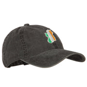 Ireland Flag Map Embroidered Washed Cotton Twill Cap