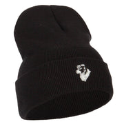 Border Collie Head Embroidered Long Knitted Beanie