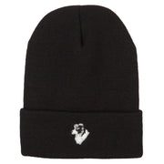 Border Collie Head Embroidered Long Knitted Beanie