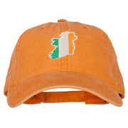 Ireland Flag Map Embroidered Washed Cotton Twill Cap