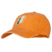 Ireland Flag Map Embroidered Washed Cotton Twill Cap