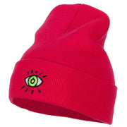 Green Eye Embroidered Long Beanie