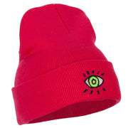 Green Eye Embroidered Long Beanie