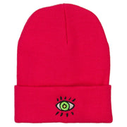 Green Eye Embroidered Long Beanie