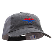 Red Eagle And Blue Embroidered Washed Trucker Cap