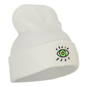 Green Eye Embroidered Long Beanie