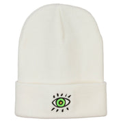 Green Eye Embroidered Long Beanie