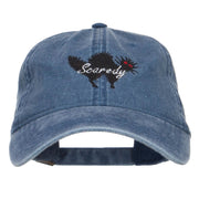 Scaredy Cat Embroidered Washed Cap