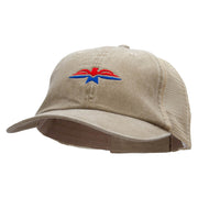 Red Eagle And Blue Embroidered Washed Trucker Cap