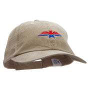 Red Eagle And Blue Embroidered Washed Trucker Cap