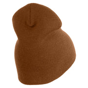 US Navy Retired Military Embroidered Heavyweight Classic Knit Short Beanie - Caramel OSFM