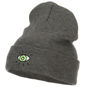 Green Eye Embroidered Long Beanie