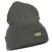 Green Eye Embroidered Long Beanie