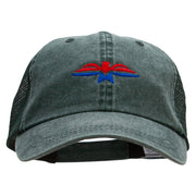 Red Eagle And Blue Embroidered Washed Trucker Cap