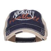 Kick Off Football Embroidered Frayed Bill Cap