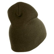 US Navy Retired Military Embroidered Heavyweight Classic Knit Short Beanie - Olive OSFM