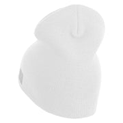 US Navy Retired Military Embroidered Heavyweight Classic Knit Short Beanie - White OSFM