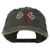 Checkered Racing Flag Embroidered Washed Cap