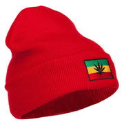 Rasta Leaf Flag Embroidered Long Beanie