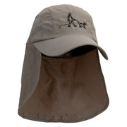 Walking The Dog Embroidered Men's UV 50+ Drawstring Flap Cap - Olive OSFM