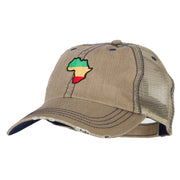 Rasta Africa Map Embroidered Low Profile Cotton Mesh Cap