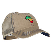 Rasta Africa Map Embroidered Low Profile Cotton Mesh Cap