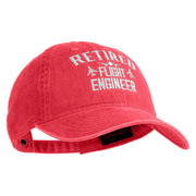 Retired Flight Engineer Embroidered Washed Solid Pigment Dyed Cotton Twill Brass Buckle Cap - Red OSFM