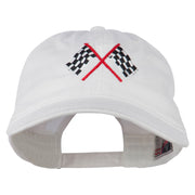 Checkered Racing Flag Embroidered Washed Cap