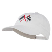 Checkered Racing Flag Embroidered Washed Cap