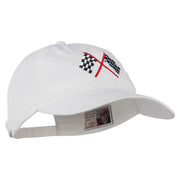 Checkered Racing Flag Embroidered Washed Cap