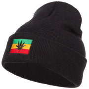 Rasta Leaf Flag Embroidered Long Beanie