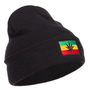 Rasta Leaf Flag Embroidered Long Beanie