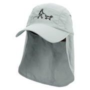 Walking The Dog Embroidered Men's UV 50+ Drawstring Flap Cap - Grey OSFM