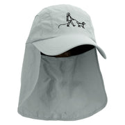 Walking The Dog Embroidered Men's UV 50+ Drawstring Flap Cap - Grey OSFM