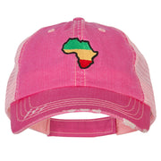 Rasta Africa Map Embroidered Low Profile Cotton Mesh Cap