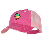 Rasta Africa Map Embroidered Low Profile Cotton Mesh Cap