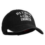 Retired Flight Engineer Embroidered Washed Solid Pigment Dyed Cotton Twill Brass Buckle Cap - Black OSFM