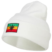 Rasta Leaf Flag Embroidered Long Beanie