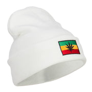 Rasta Leaf Flag Embroidered Long Beanie