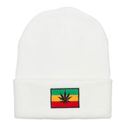 Rasta Leaf Flag Embroidered Long Beanie