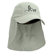 Walking The Dog Embroidered Men's UV 50+ Drawstring Flap Cap - Khaki OSFM