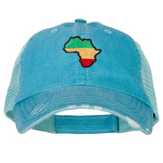 Rasta Africa Map Embroidered Low Profile Cotton Mesh Cap