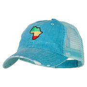 Rasta Africa Map Embroidered Low Profile Cotton Mesh Cap