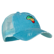 Rasta Africa Map Embroidered Low Profile Cotton Mesh Cap